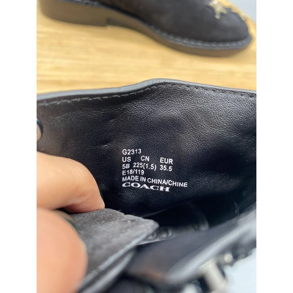 Coach Watts Star Boots Black Sued Side Zip Western Rhinestones G2313 Womens 5 B - Picture 11 of 13